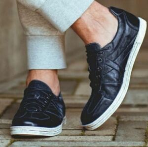 Bed Stu Muller Sneakers Navy Rustic  Leather Factory Distressed Low Top